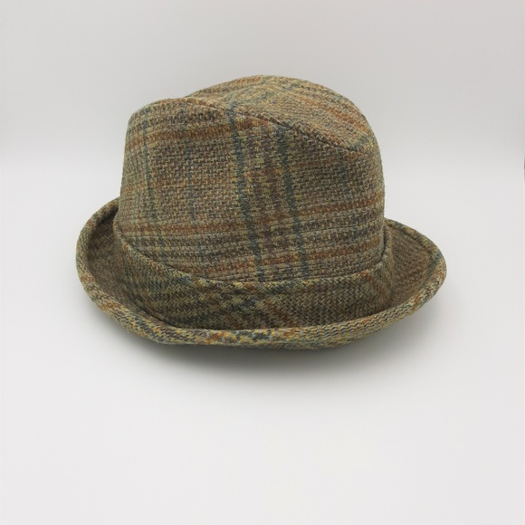 Vintage Classic Wool Herringbone Plaid Trillby Hat - Picture 4 of 6